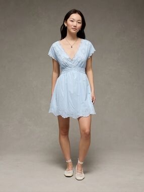 NWT AE Scalloped Embroidered Mini Dress Large